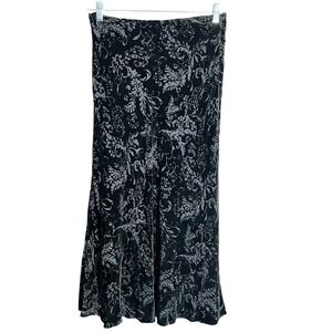 RALPH LAUREN Burn Out Maxi‎ Y2K Black SKIRT Velvet Silk Witch Whimsygoth 10P